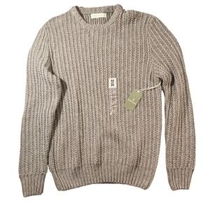 Mutual Weave Sweater Mens Medium Gray Heather Chunky Rib Knit‎ Crewneck Pullover